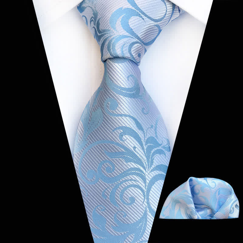 Set di 2 cravatte floreali con motivo a vortice vegetale da uomo - Azzurro chiaro - image 16