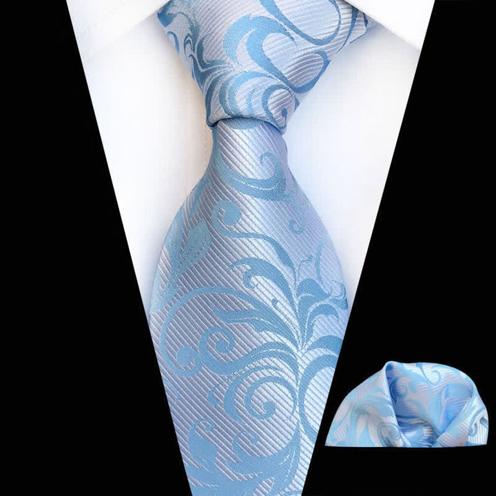 Set di 2 cravatte floreali con motivo a vortice vegetale da uomo - Azzurro chiaro - image 16