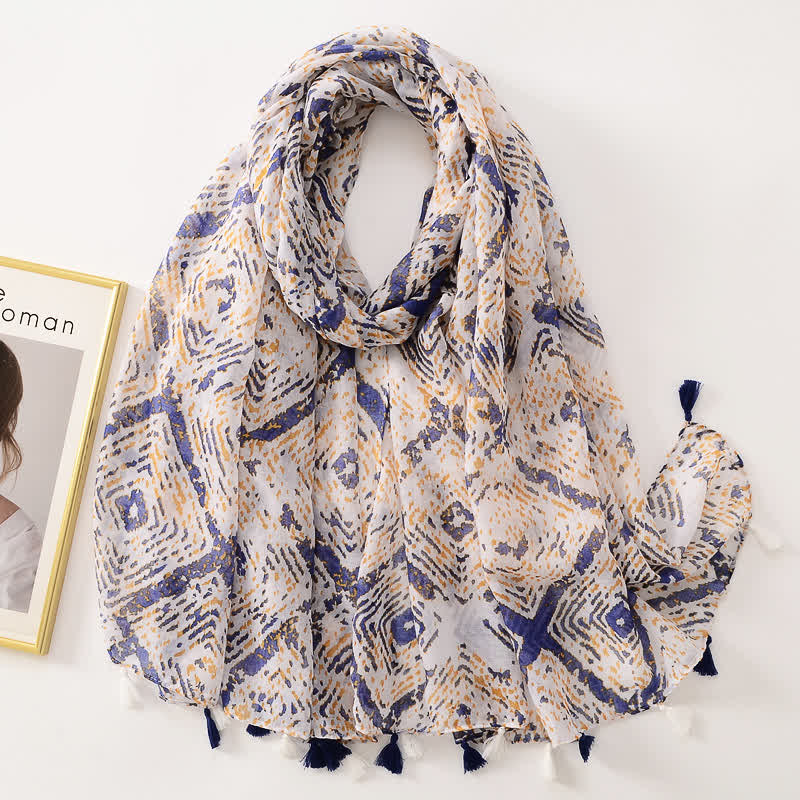Sciarpa sottile con nappe floreali a farfalla da donna