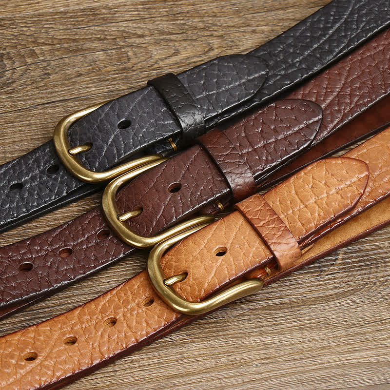 Cintura in pelle con motivo in pelle di bisonte goffrata da uomo