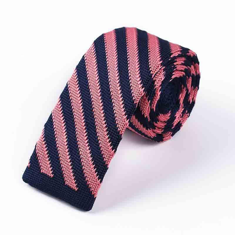Cravatta a righe diagonali lavorata a maglia da uomo - Rosa e nero - image 11