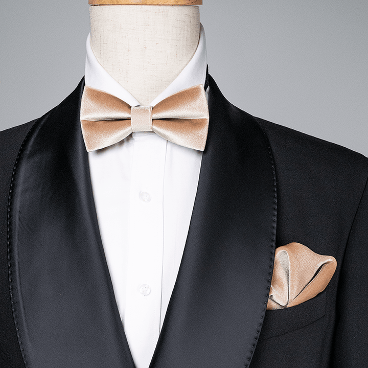 Papillon in velluto color champagne da uomo