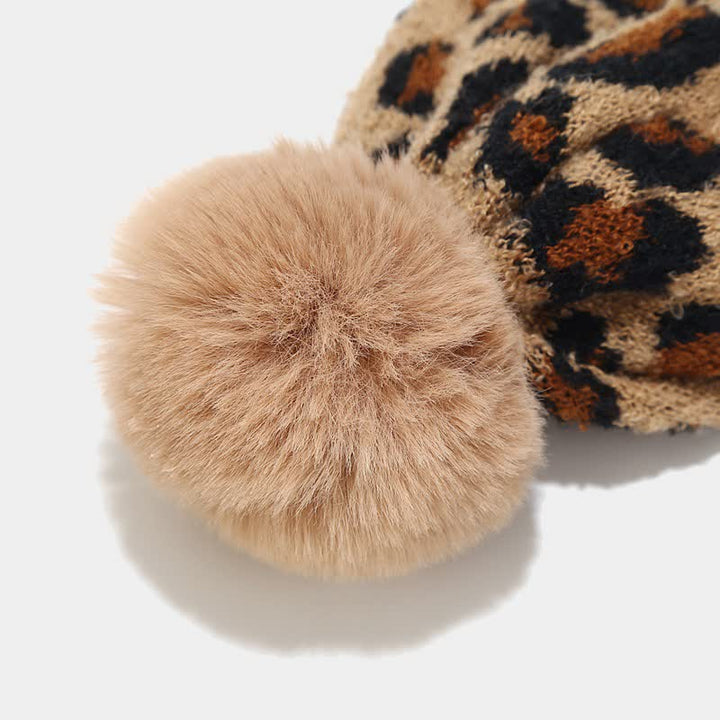 Set di 3 cappelli, sciarpe e guanti con stampa leopardata da donna