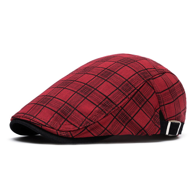Cappello basco a righe e quadri in puro cotone, moda primavera ed estate - Griglia rossa - Regolabile (22"-24") - image 12