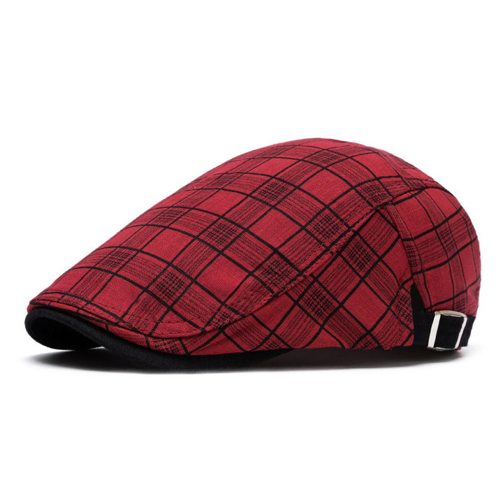 Cappello basco a righe e quadri in puro cotone, moda primavera ed estate - Griglia rossa - Regolabile (22"-24") - image 12