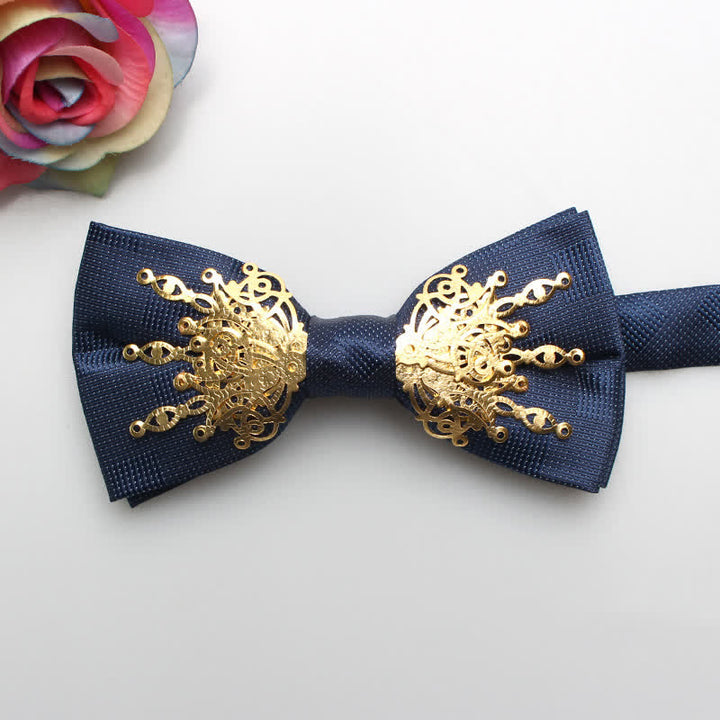 Papillon da uomo con motivo a mosaico e motivo a raggi di sole - Blu e oro - image 7