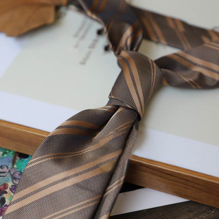 Cravatta da uomo con motivo Paisley a righe della serie Coffee Colors - Stile n. 11 - image 14