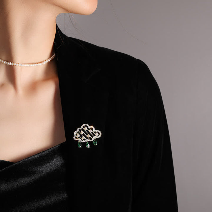 Spilla da donna con perle a forma di nuvola che piove