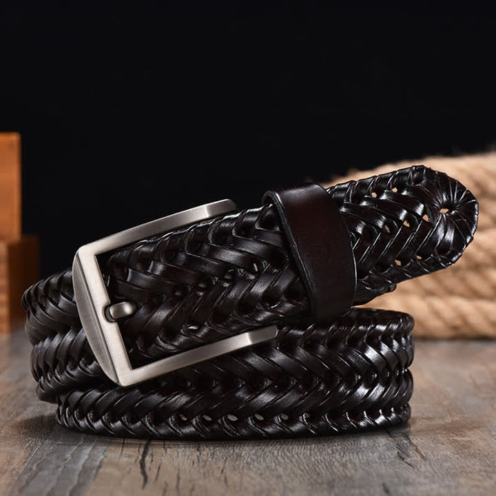 Cintura in pelle intrecciata a mano casual da uomo