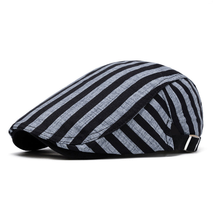 Cappello basco a righe e quadri in puro cotone, moda primavera ed estate - Striscia grigia - Regolabile (22"-24") - image 15