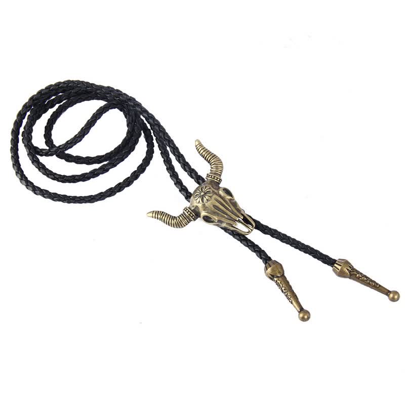 Cravatta Bolo Vintage in Stile Nativo con Testa di Toro