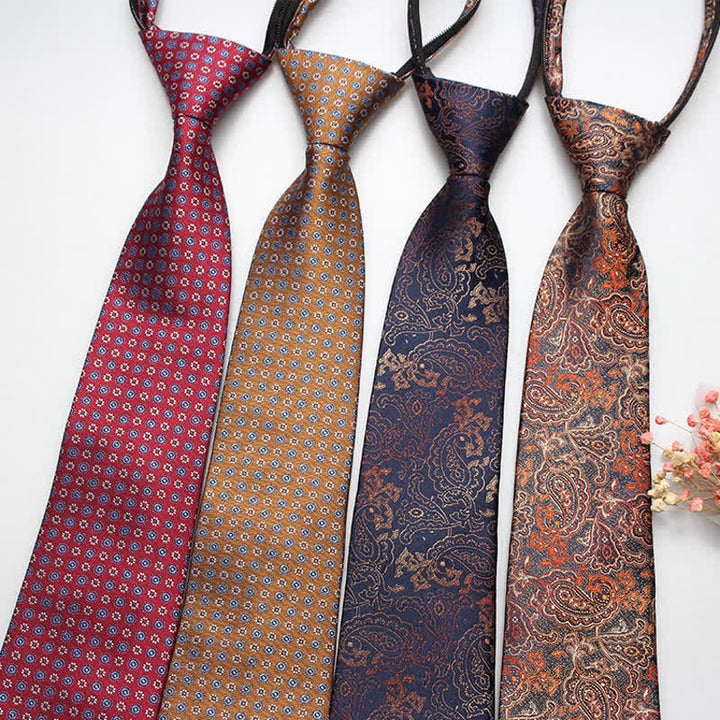 Cravatta con cerniera e motivo floreale Paisley retrò da uomo - image 0