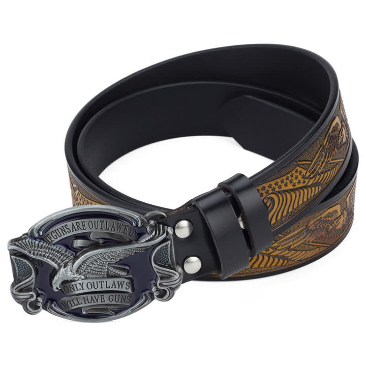Cintura in pelle con bandiera americana Soaring Eagle da uomo