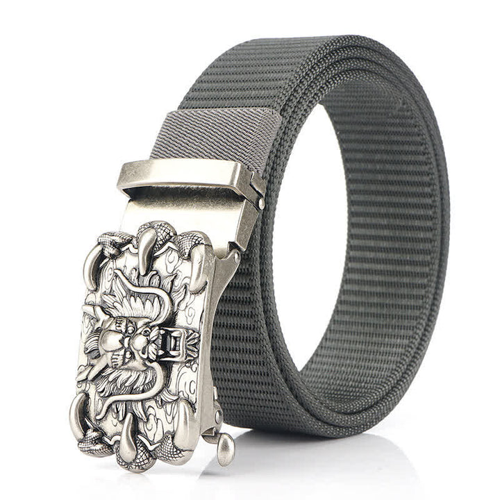 Cintura in nylon con decorazione drago casual da uomo - Grigio / Argento - 48" - image 2