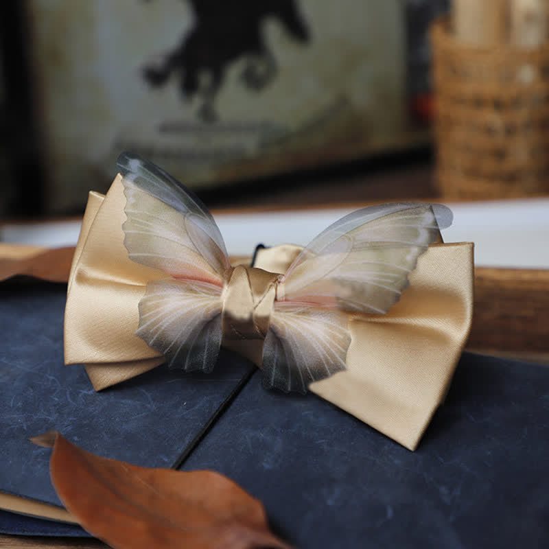 Set da taschino con papillon e fazzoletto da taschino a farfalla in organza vintage da uomo