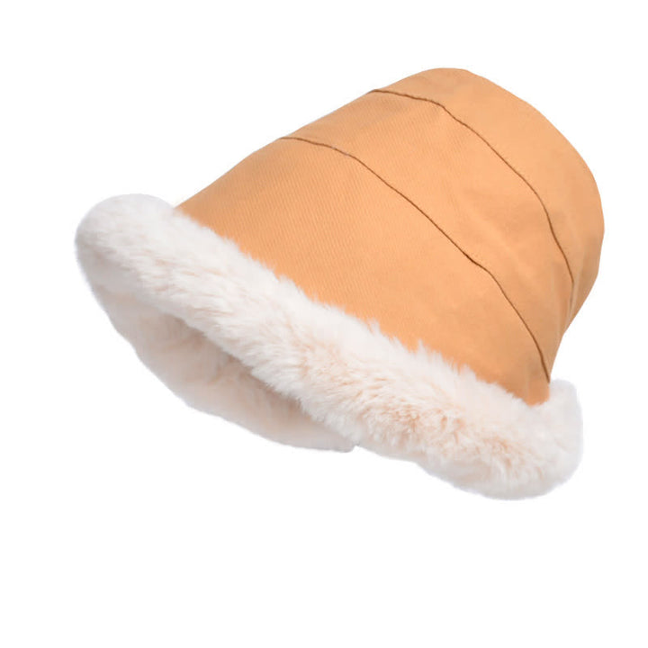 Cappello da pescatore con tesa spessa e calda in peluche da donna