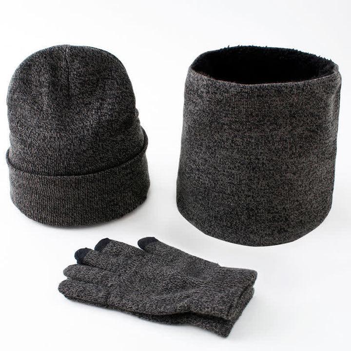 Set di 3 caldi cappelli, sciarpe e guanti touchscreen