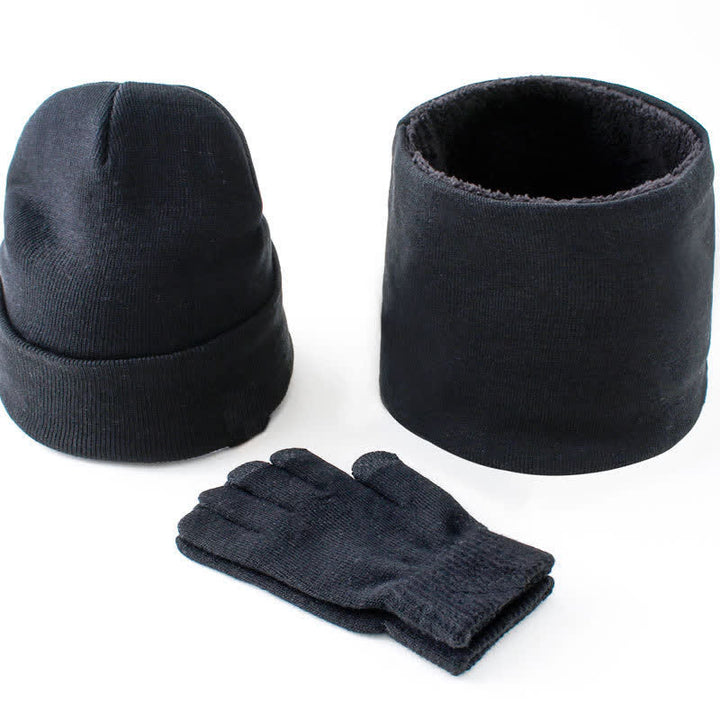 Set di 3 caldi cappelli, sciarpe e guanti touchscreen