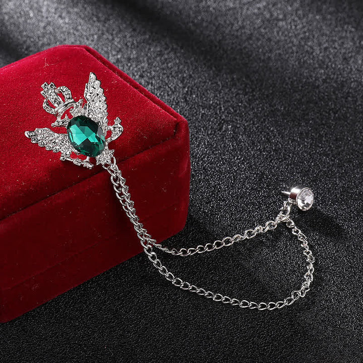 Spilla a catena con corona di re aquila da uomo