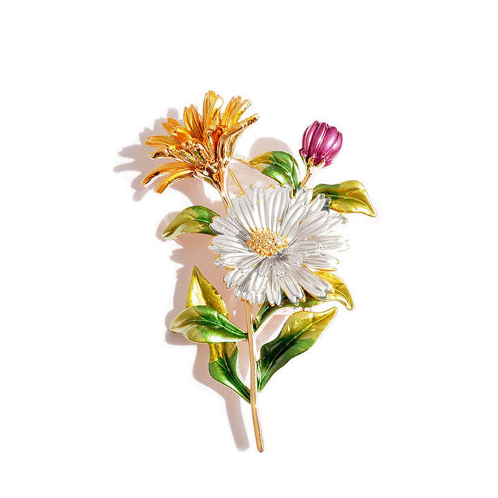 Spilla creativa da donna con margherita floreale - Bianco - image 0