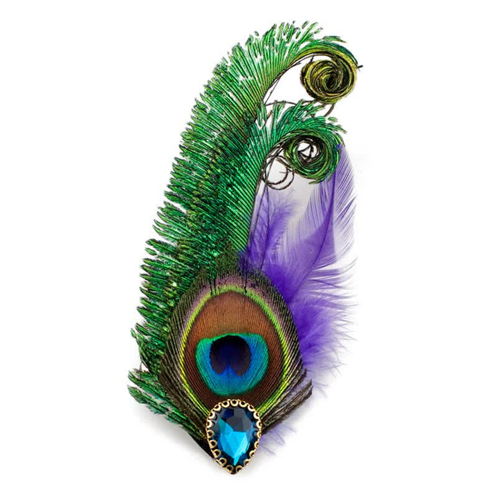 Spilla con piume di pavone e strass - Stile n. 1 - image 0