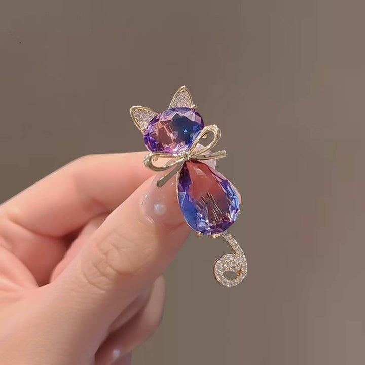 Spilla con strass a forma di gattino carino da donna - image 5