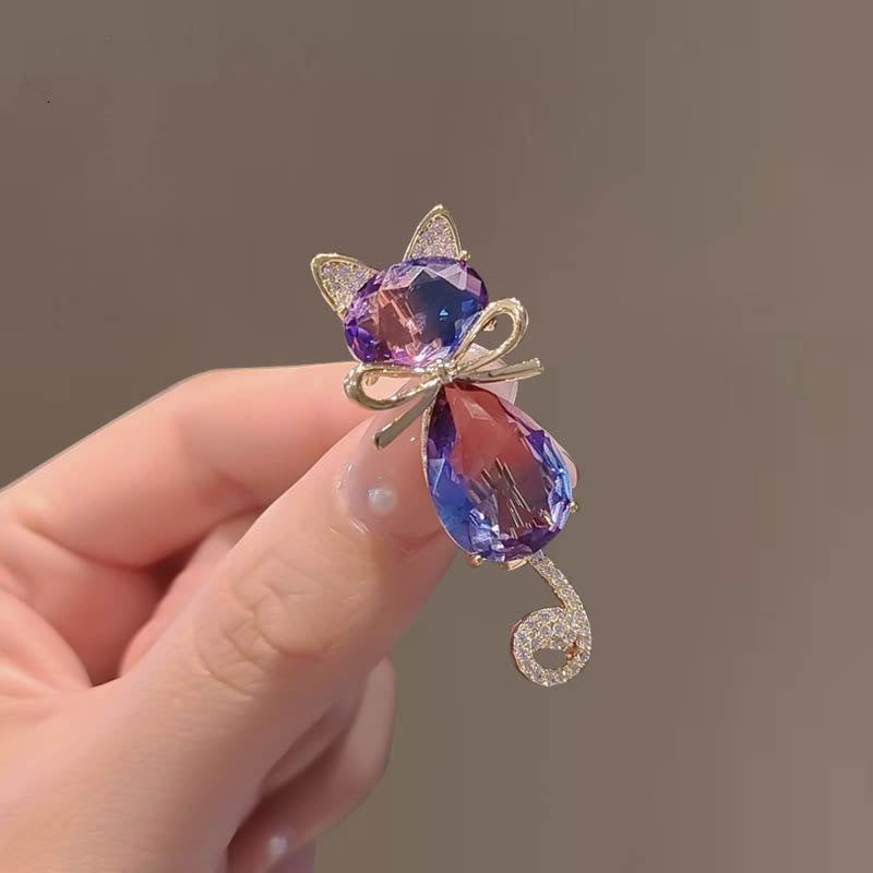 Spilla con strass a forma di gattino carino da donna