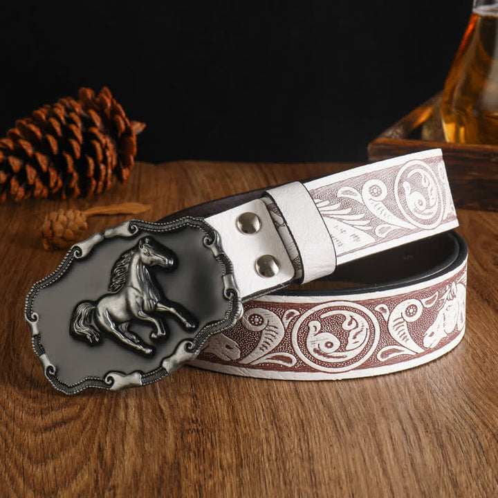 Cintura da uomo in pelle di cavallo da corsa nera e argentata - Stile n. 5 - 42 - image 9