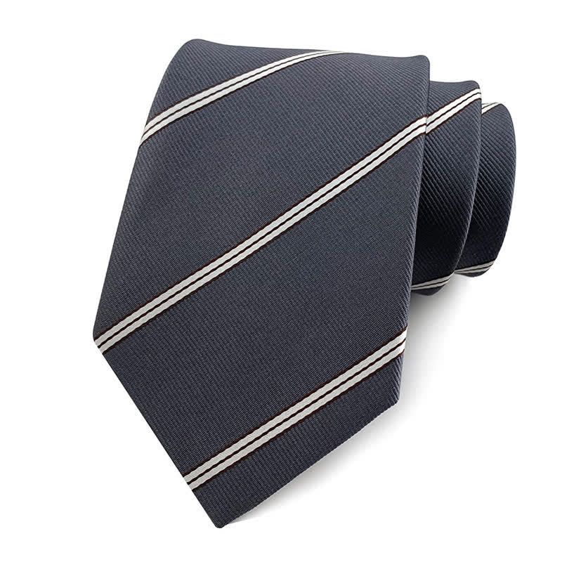 Cravatta da ufficio a righe tradizionali da uomo - Grigio - image 8
