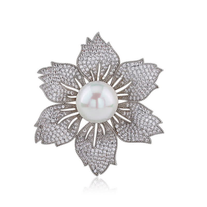 Spilla Bauhinia di lusso con perle brillanti da donna