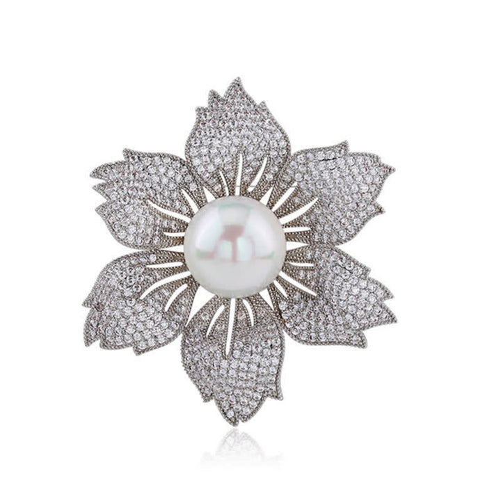 Spilla Bauhinia di lusso con perle brillanti da donna