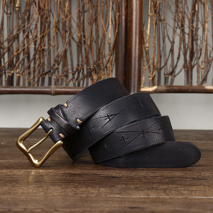 Cintura in pelle vintage da uomo con intaglio crack