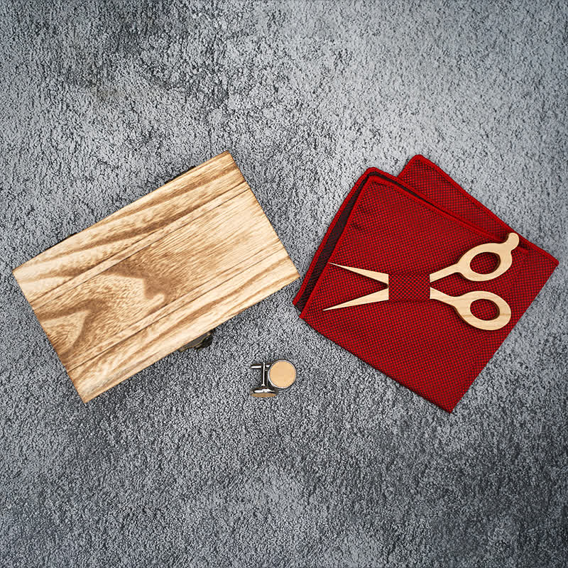 Set di 3 papillon in legno con forbici da uomo
