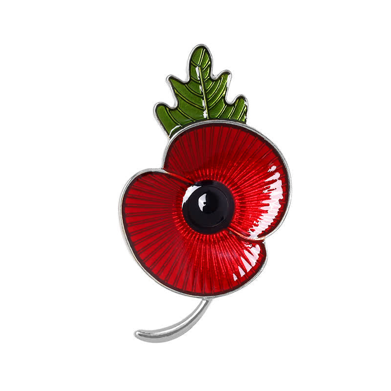 Spilla unisex commemorativa a forma di foglia di papavero rosso