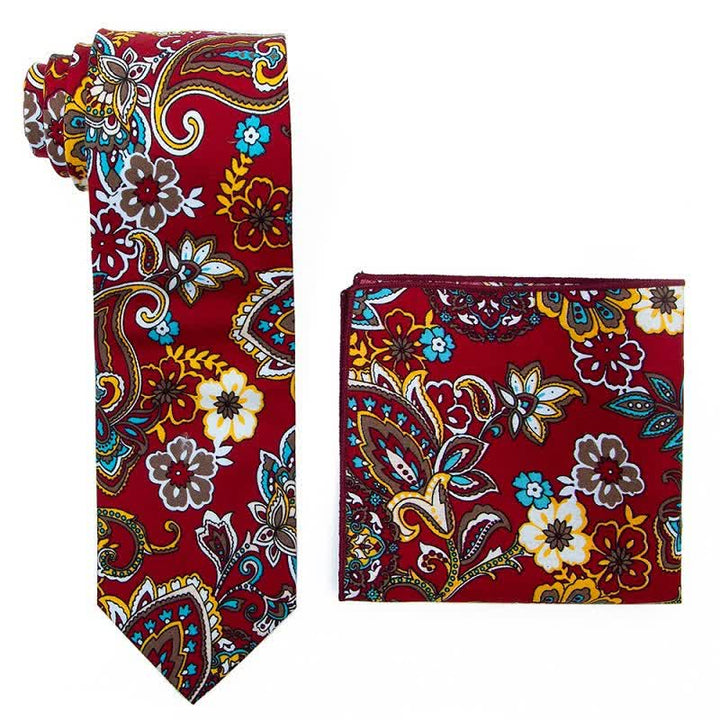 Set di 2 cravatte da uomo con motivo Paisley floreale - Mattoni refrattari - image 1