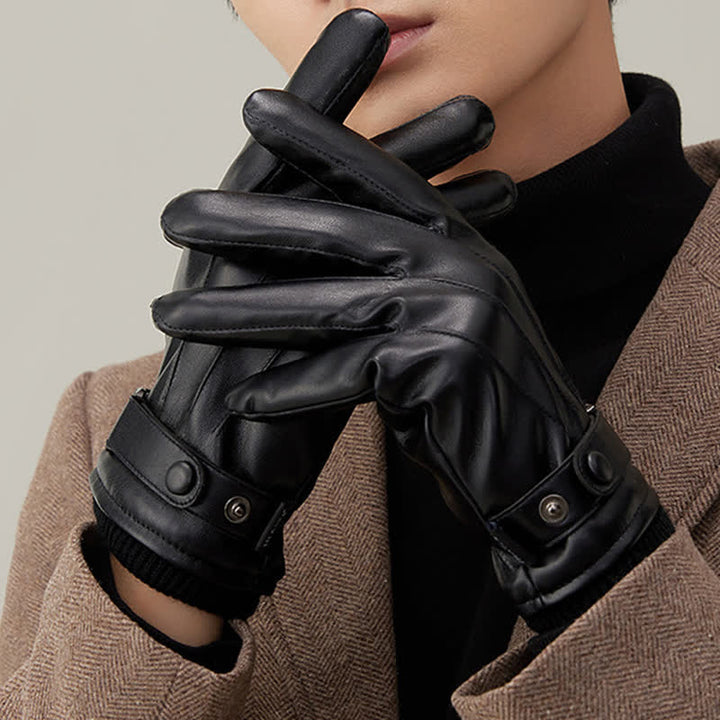 Guanti in pelle PU impermeabili con touch screen da uomo