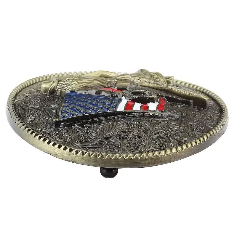 Cintura in pelle con fibbia della bandiera americana da cowboy fai da te da uomo