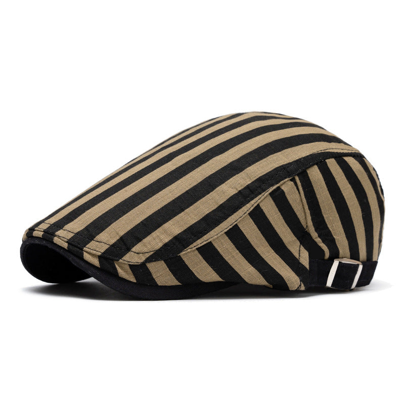 Cappello basco a righe e quadri in puro cotone, moda primavera ed estate - Striscia cachi - Regolabile (22"-24") - image 16