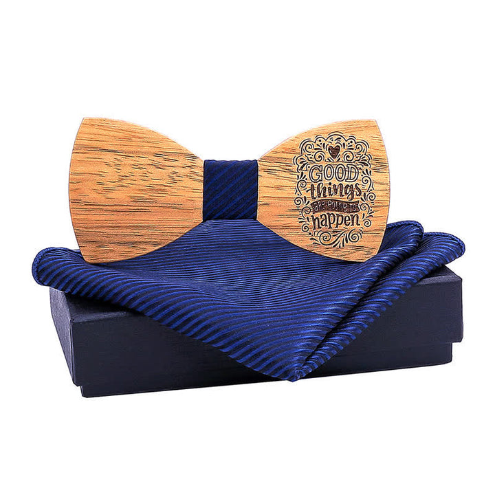 Set di 2 papillon in legno con proverbi da uomo