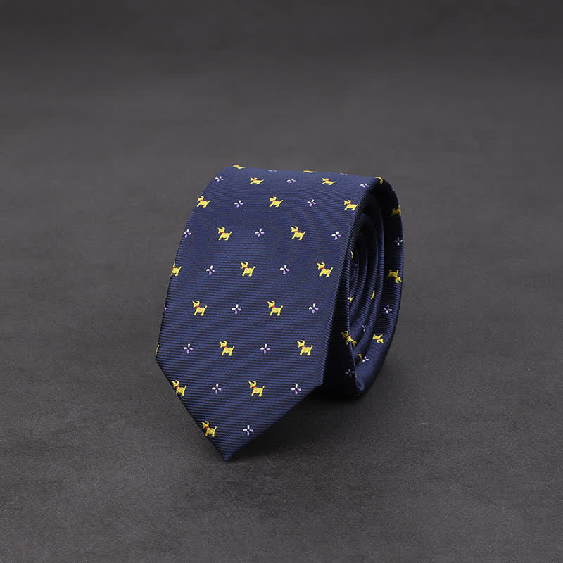 Cravatta da sera blu navy da uomo con motivo cucciolo