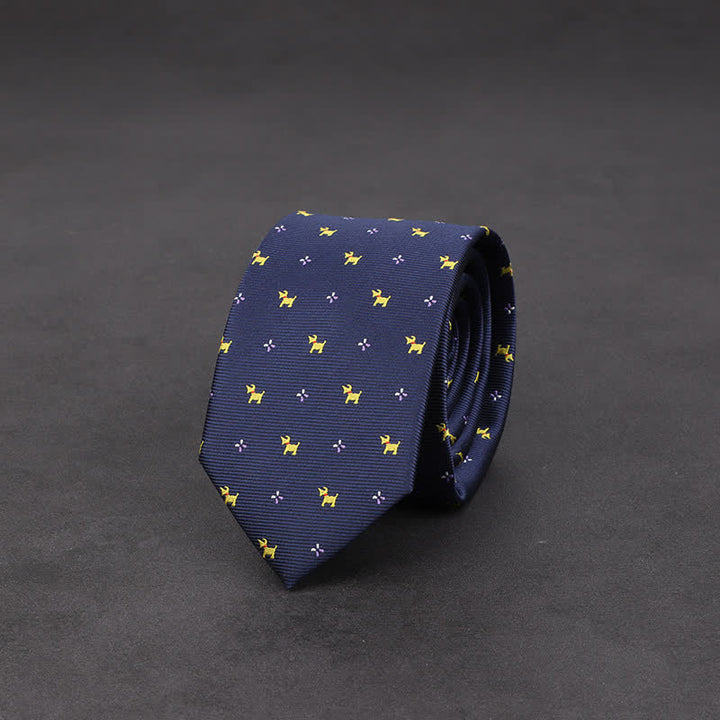 Cravatta da sera blu navy da uomo con motivo cucciolo