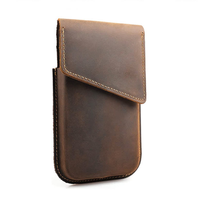 Custodia per cellulare Flip con cinturino in vera pelle magnetica