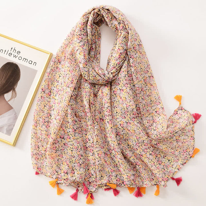 Sciarpa sottile con nappe floreali a farfalla da donna