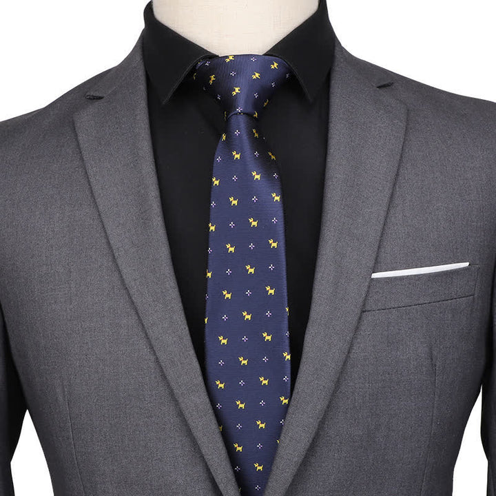Cravatta da sera blu navy da uomo con motivo cucciolo