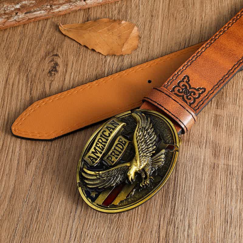 Cintura in pelle da uomo American Pride Bald Eagle