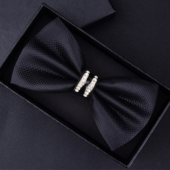 Papillon da uomo con motivo floreale Paisley a righe e strass - Reticolo nero - image 20