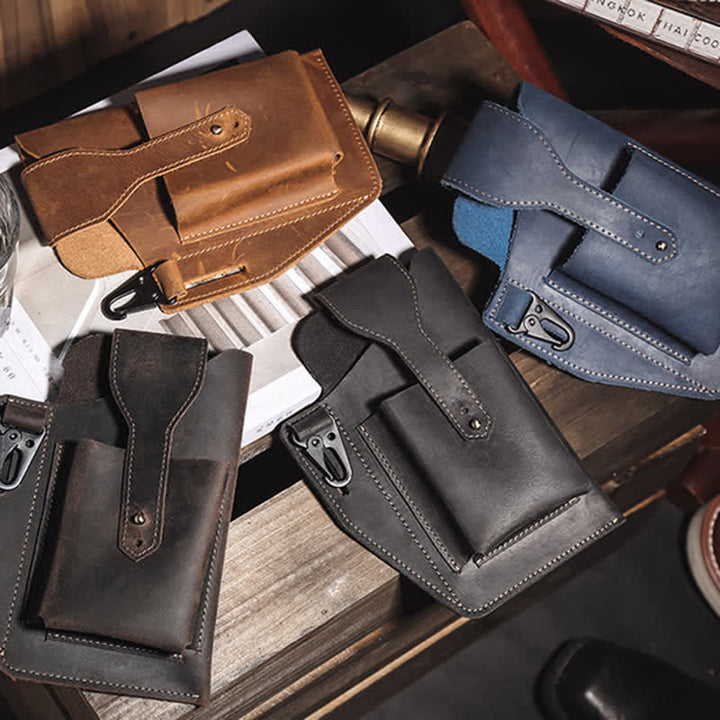 Borsa a tracolla in pelle Crazy Horse minimalista per telefono - image 15