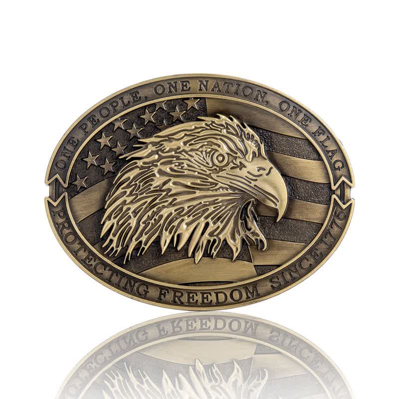 Cintura in pelle con fibbia della bandiera USA con aquila calva patriottica fai da te da uomo