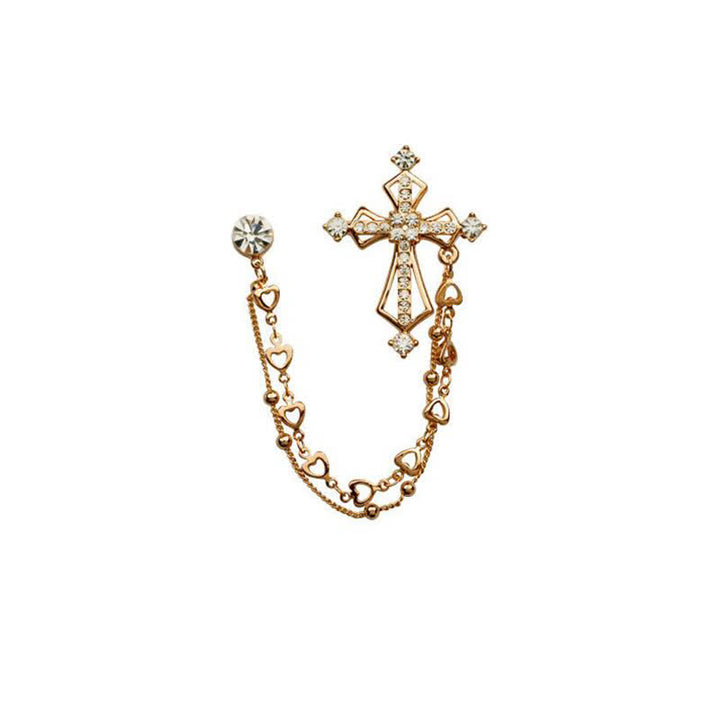 Spilla da uomo con strass a croce e nappe nobili