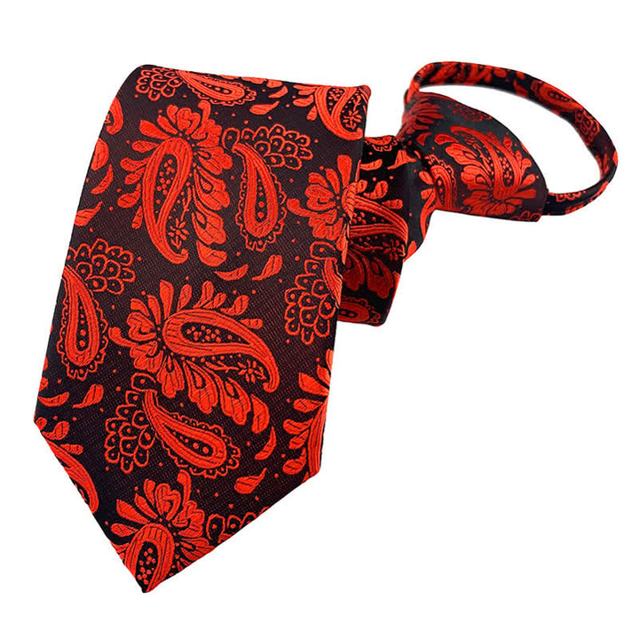 Cravatta da uomo con cerniera floreale viola rossa Paisley - Rosso - image 2